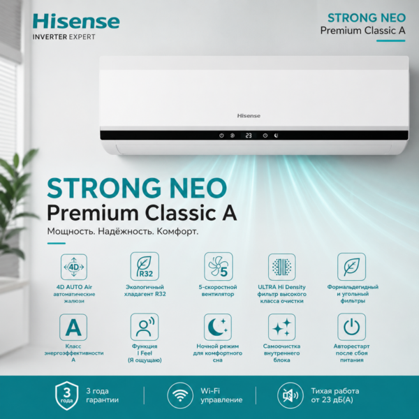 Hisense AS-36HR4SDKVT — мощный кондиционер для помещений до 100 м².