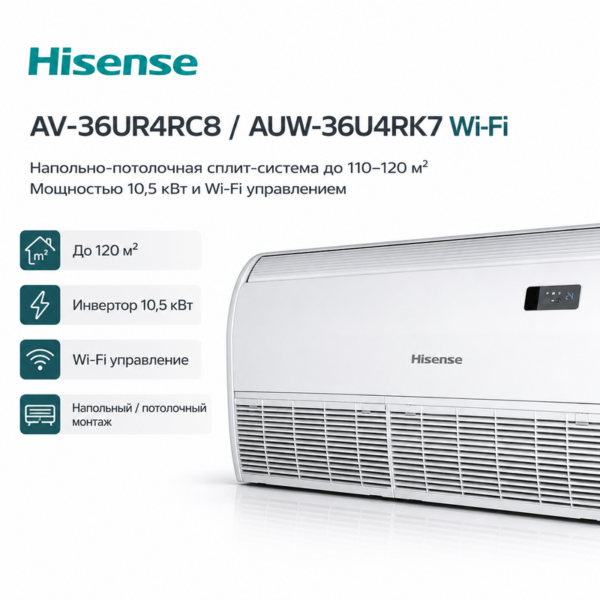 Кондиционер Hisense AUV-36UR4RC8/AUW-36U4RK7 Wi-Fi — напольно-потолочная сплит-система