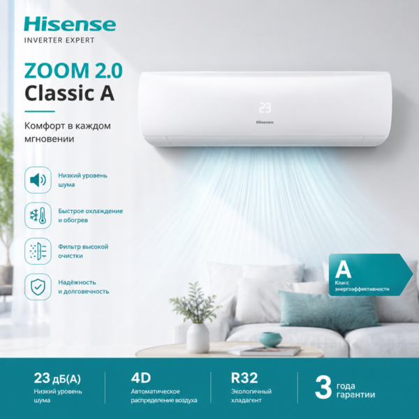 Кондиционер Hisense AS-18HW4RMSKB00 — это современная сплит-система